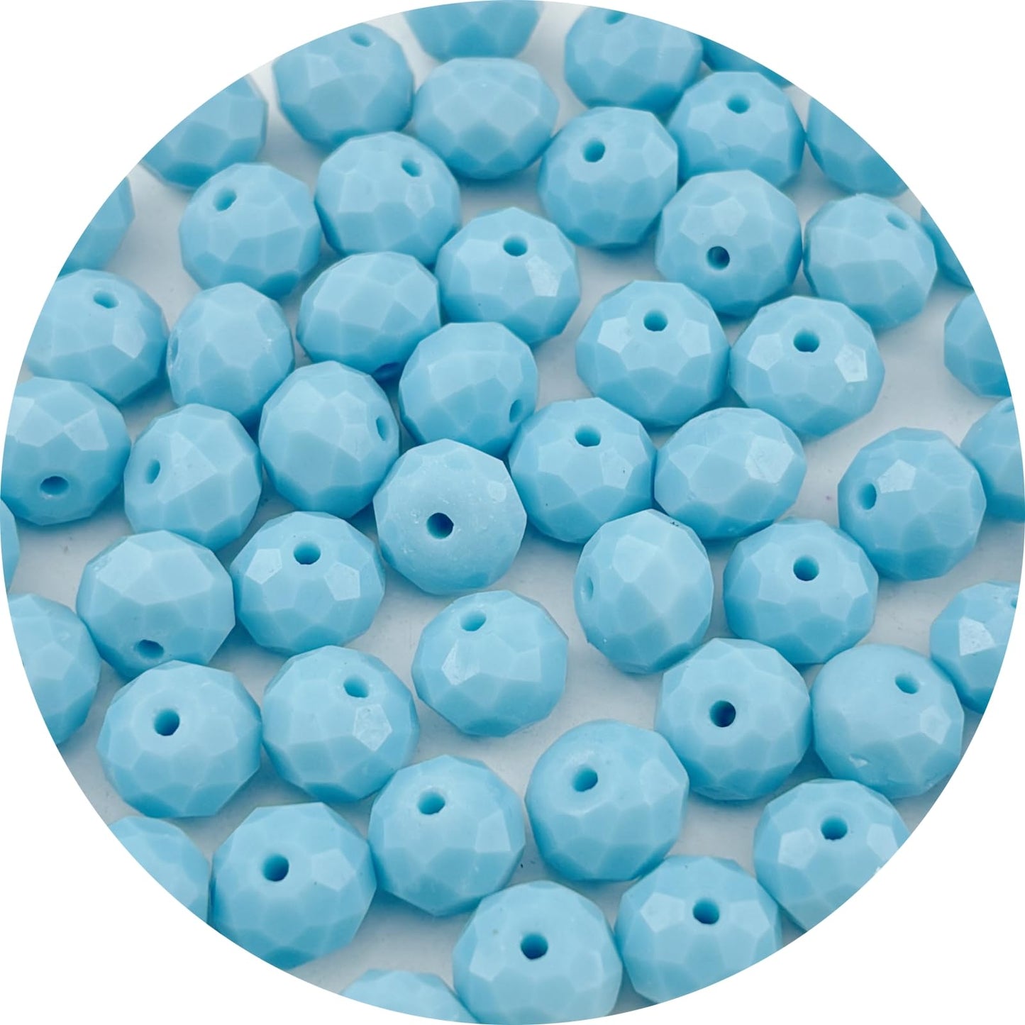 Pinhoollgo 100pcs 8mm Crystal Glass Beads Faceted Rondelle Glass Spacer Beads for Bracelets Necklace Pendants Earrings Key Chains Jewelry Making(Lake Blue Porcelain)