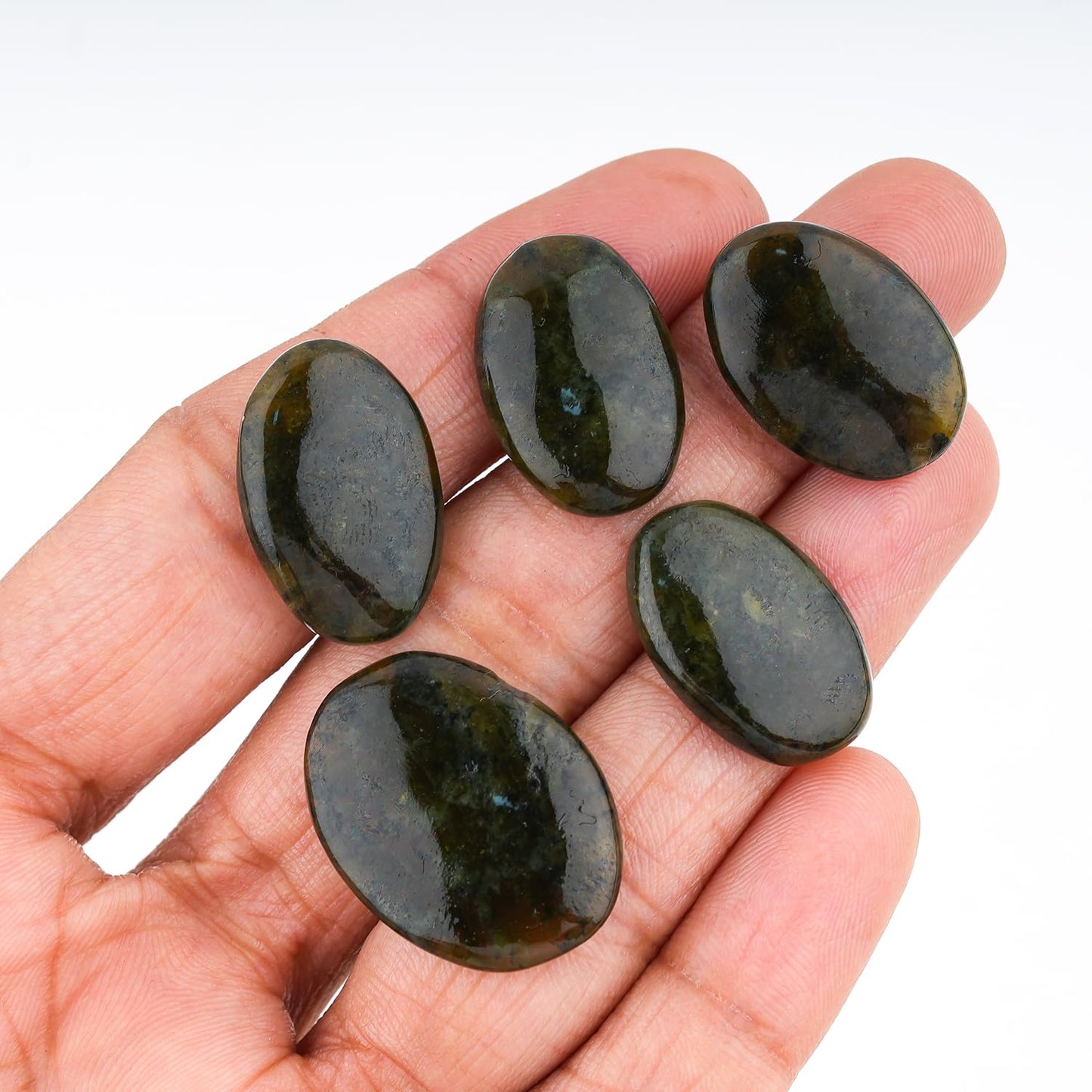 ColouredRocks (5pcs. VESSONITE OVALS, Natural Cabochon Crystals, Loose Gemstone, Wholesale Polished Supply, Jewelry Making, DIY Craft, Gem Collection (18+ mm size)