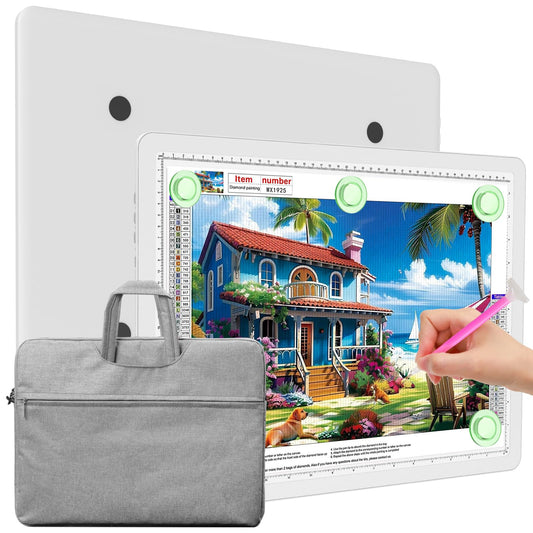 Elice Magnetic A3 Light Board with Bag for Diamond Painting, Tracing LED Light Box with Side Buttons, Super Bright Diamond Art Light Pad, Light Table for Drawing, Sketching, Weeding Vinyl - White