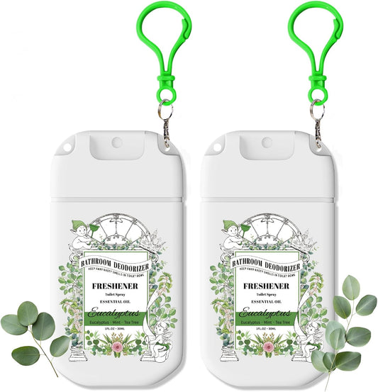 Skiennix Pocket Size Toilet Spray - Eucalyptus Scent Bathroom Odor Eliminator | Travel Essentials 2 Pack