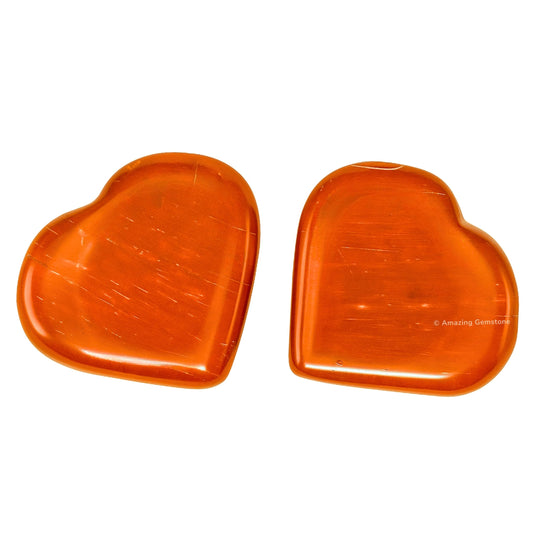 Amazing Gemstone Red Jasper Stone Heart - Pack of 2 Crystal Heart Stones Rocks - Corazones De Piedra Crystals and Healing Stones Heart Shaped Crystal - Stocking Stuffers Gifts