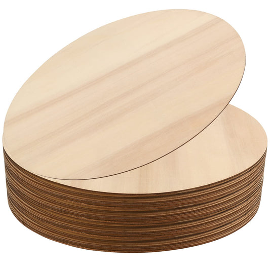 JAPCHET 30 Pieces 10 Inch Round Wood Circles, 1/8 Thick Blank Unfinished Wooden Rounds, Round Wood Discs for Crafts, Door Hanger, Wood Sign