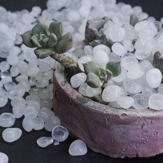 XMHOME 3 Pounds Clear Quartz Tumbled Stones Bulk - Polished Crystal Stones for Vase Filler, Healing, and Decoration Pebbles