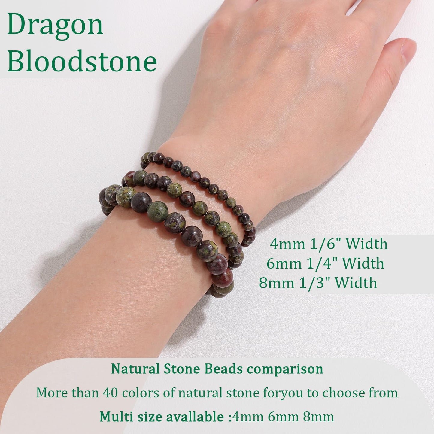 Vinswet Healing Crystal Bracelets for Women Men 6mm Dragon Bloodstone Natural Stone Beaded Stretch Bracelet Handmade Gemstone Reiki Spiritual Jewelry Gifts