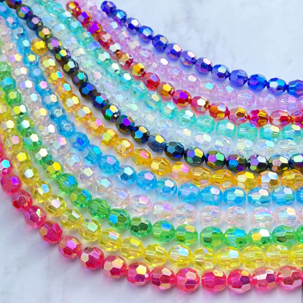 Tingoons 200 PCS 10mm Acrylic Faceted Spacer Beads AB Color Glossy Round Loose Beads for Jewelry Making Bracelet Necklace Earring Ornament Wind Chimes Key Chains(Light Purple AB)