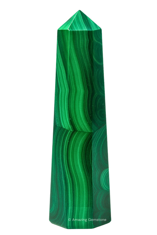 Amazing Gemstone Malachite Crystal Towers ~ Natural Healing Crystal Point Obelisk for Reiki Healing and Crystal Grid (2" to 3" INCH)