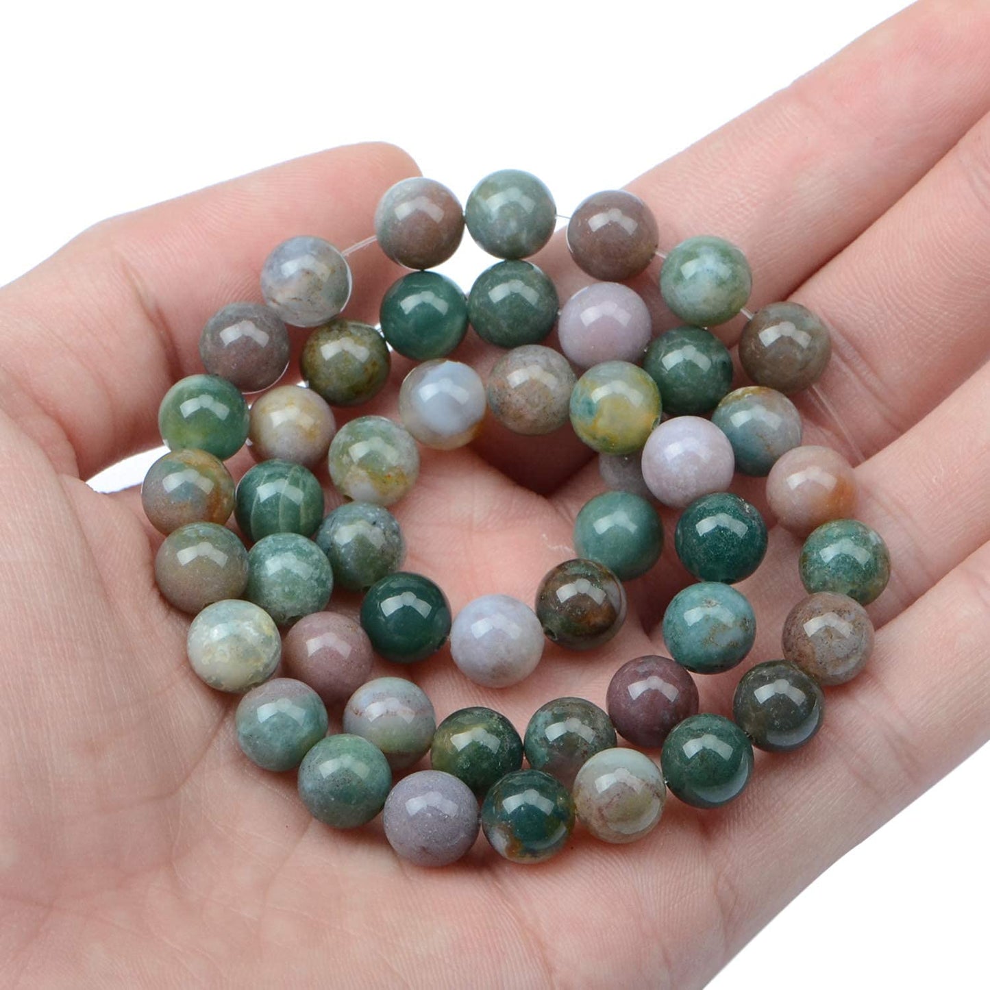 AD Beads Natural Gemstone Round Loose Beads 15" for Bracelet Necklace Earrings Jwelery Making Crafts DIY (8mm, Indian Agate)