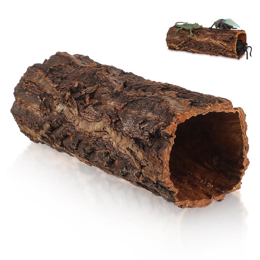 Homoyoyo Natural Wood Reptile Hide Cave Log, Tree Bark Terrarium Hideout for Gecko Snake Lizard Tortoise Spider and Hermit Crab – Rainforest Climbing Pets Habitat Decor Shelter 7. 86x3. 14x3. 14in