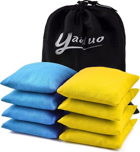 Set of 8 Regulation Cornhole Bags Double Sided, Weather Resistant Bean Bags for Cornhole Toss Game, Corn Hole Beans Bags with Tote Bag
