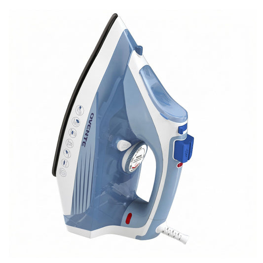 OVENTE Steam Iron for Clothes, 1200W Flat Iron with Non-Stick Ceramic Soleplate, Precise Thermostat Dial, Auto Shutoff, Self-Cleaning, Anti-Drip & 11.83oz Water Tank for Ironing Fabrics, Blue IRNL77BL