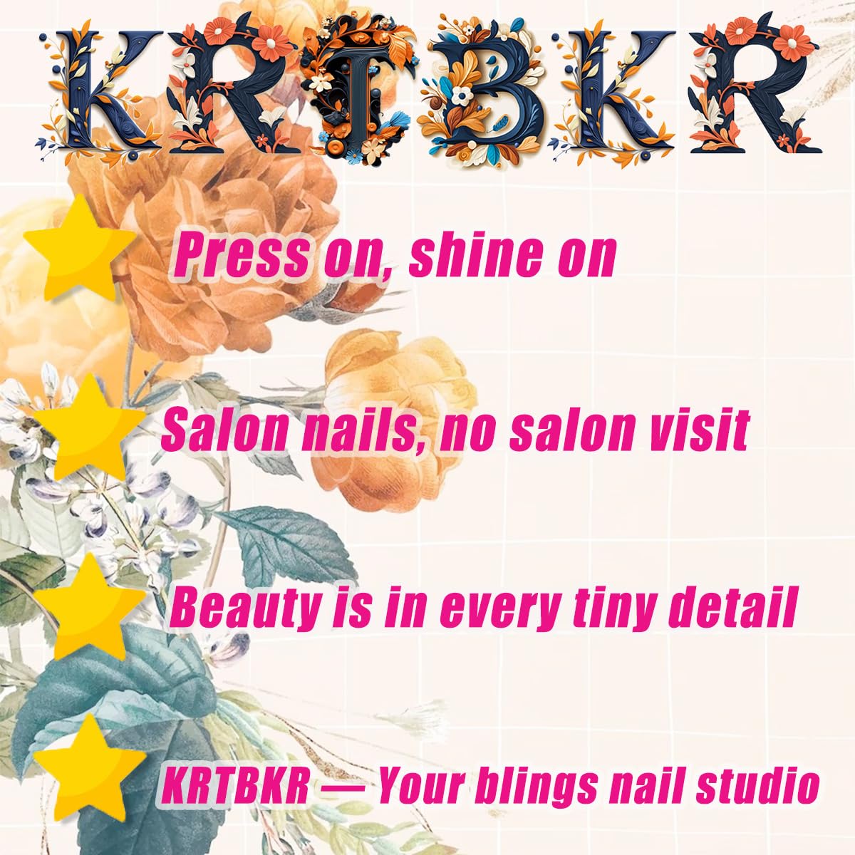 24Pcs Pink Press on Nails Medium Almond Fake Nails 3D Gold Flower Pearl Glitter Design Full Cover Tip Stick on Nails Peach Blossoms Glue on Nails Spring Summer False Nails for Acrylic Manicure