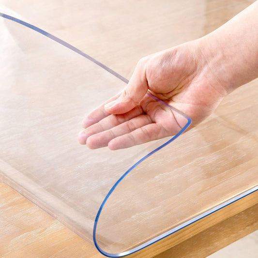Eisdroma 38 x 61 Inch Clear Table Cover Protector, 2mm Thick Clear Table Protector for Dining Room Table, Plastic Table Cover, Waterproof Table Pad for Kitchen, Office