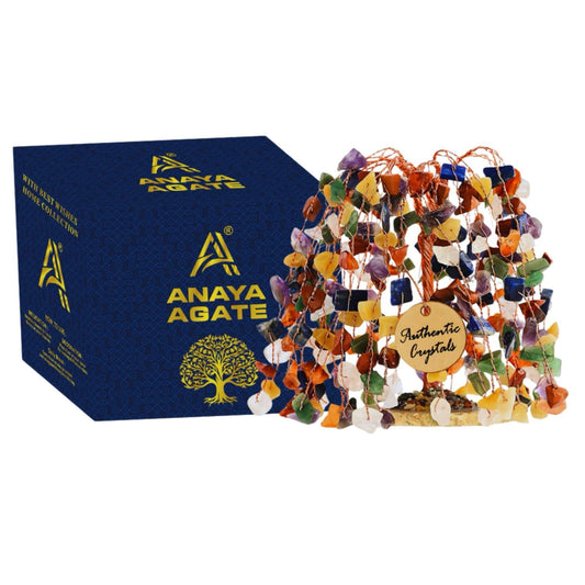 ANAYA AGATE 7 Chakra Tree of Life Feng Shui Crystal Tree for Home Décor, Wealth, Luck & Protection, Spiritual Reiki Healing Bonsai for Positive Energy Gift, Meditation & Manifestation Decor