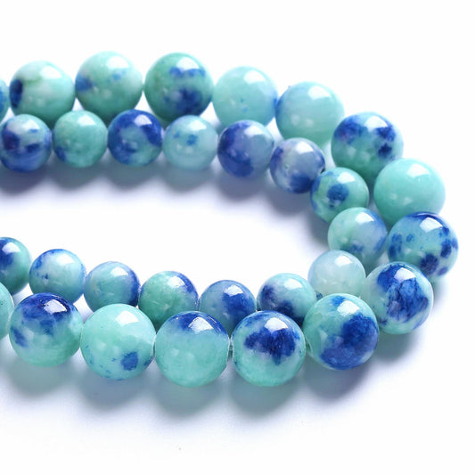 10MM 38PCS Peacock Blue Persian Jade Spacer Loose Beads for Jewelry Making DIY Bracelet Necklace
