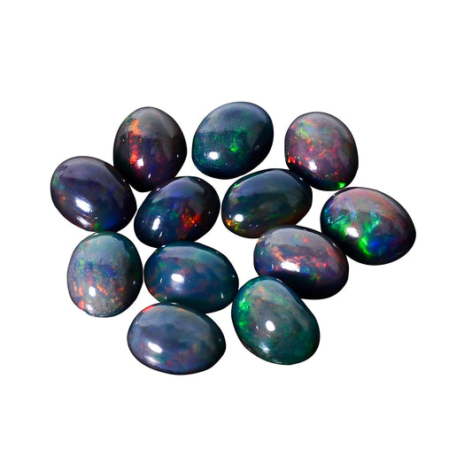 YASHEE Natural Black Opal Oval Shape-Ethiopian Opal Gemstone Wholesale Lot-Healing Crystals-DIY Jewelry Making Bulk Gemstone Deal (4 Piece Pack Of, Oval Cabochon, 8x6x4mm)