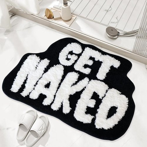Get Naked Bath Mat - Ultra Soft Non-Slip Bathroom Rug | Funny Decor for Any Bathroom (Black)