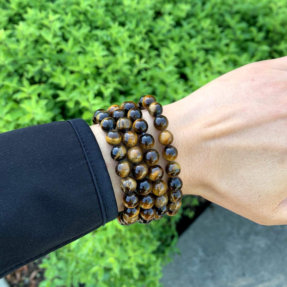 Adabele Real Natural Golden Yellow Tiger's Eye Bracelet 8 inch Stretch Gemstone Beaded Bracelet Chakra Healing Crystal Stone Jewelry Energy Quartz Rock GB8-C26