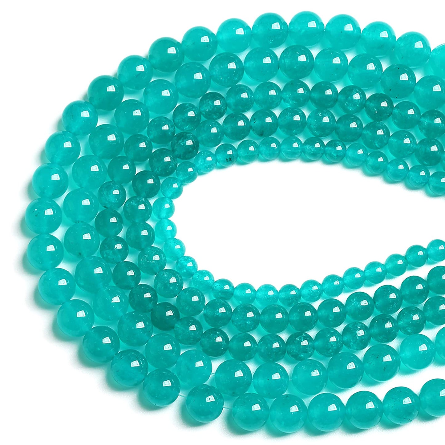 6MM 60PCS Natural Blue Amazonite Chalcedony Stone Crystal Loose Beads for Jewelry Making DIY Bracelet Necklace