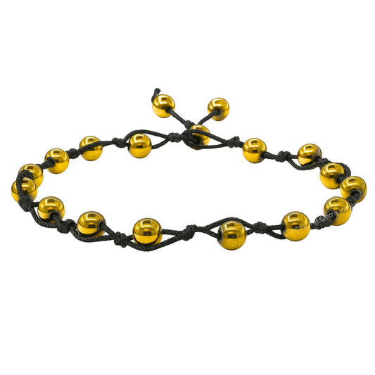 Amazing Gemstone Golden Hematite Anklet Ankle Bracelets for Women - Waterproof Beaded Healing Crystal Anklets, Plus Size Chakra Gemstone Bead Anklet (Stretchy Adjustable - Hand Knotted)