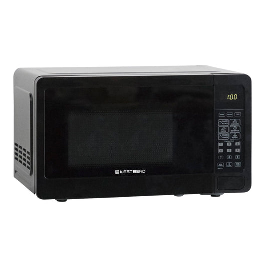 West Bend Microwave Oven 700-Watts Compact with 6 Pre-Set Cooking Settings, Speed Defrost, Electronic Control Panel and Glass Turntable, 0.7 Cu.Ft., Black