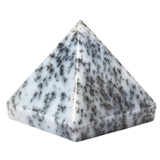 Amazing Gemstone Dendritic Opal Pyramid Crystal Healing Stones - 2" Great Pyramid Figurine of Natural Stone Pyramid for Meditation, Reiki, Chakra Balancing and Crystal Pyramids Grid
