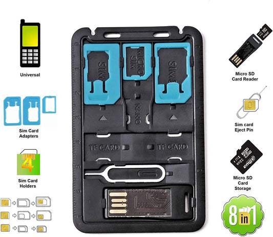 CARD DEVIL All in One Credit Card Size Slim SIM Adapter Kit With TF Reader & Tray Eject Pin, SIM Holder, Micro SD