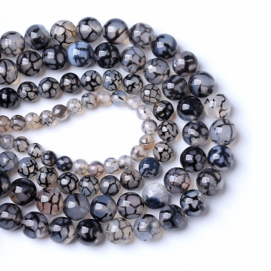 12MM 31PCS Natural Stone Black Dragon Vein Agate Beads for Jewelry Making DIY Bracelet