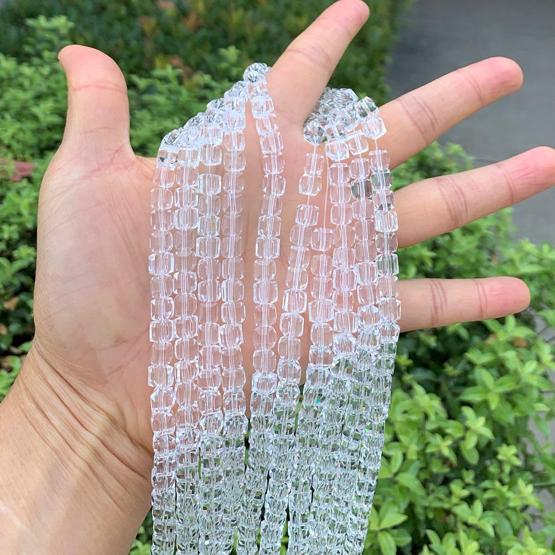 200pcs Czech Faceted Cube Crystal Glass Loose Beads Spacer Bulk 6mm (0.24 Inch) Crystal Clear for DIY Jewelry Craft Making CCC601