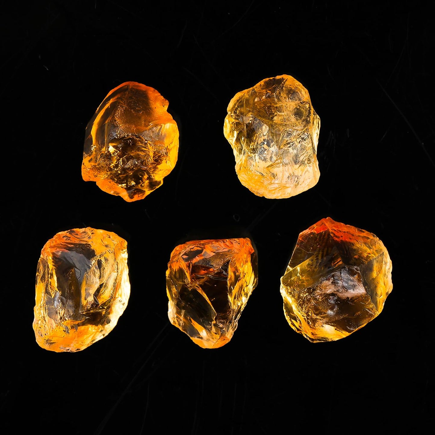 ColouredRocks (5 pcs.) A++ CITRINE Crystals, Raw Stones, Rough Gemstones, Jewelry Making Supply, Cabbing, Polishing, Cutting, DIY, Crafts (60+ carats.) (14-16 mm.)