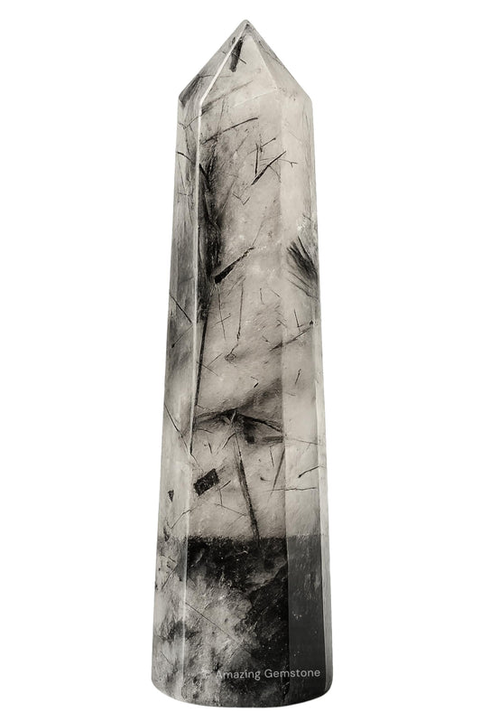Amazing Gemstone Black Rutilated Quartz Crystal Towers ~ Natural Healing Crystal Point Obelisk for Reiki Healing & Crystal Grid (3" to 4" INCH)