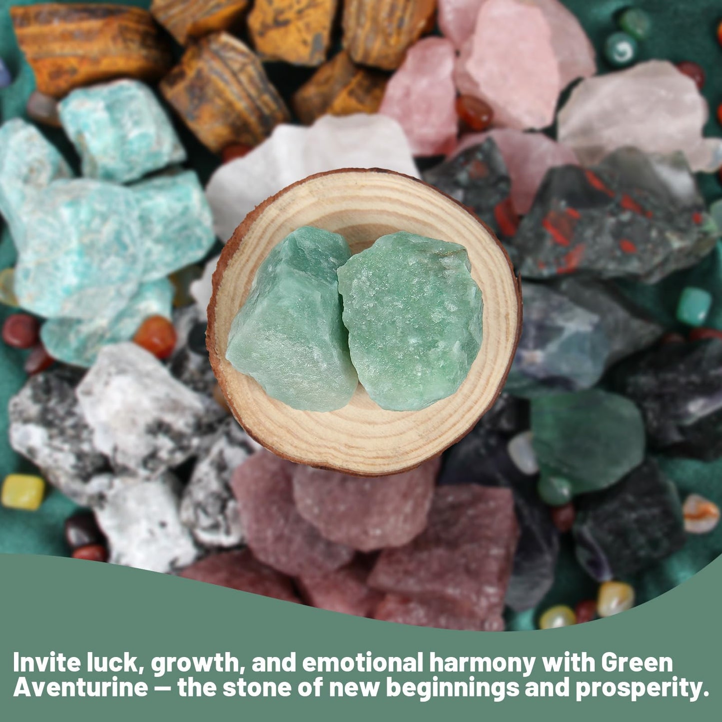 1.1lb Bulk Raw Green Aventurine Rough Crystal-Natural Green Aventurine Raw Stones Crystal for Tumbling, Cabbing, Fountain Rocks, Decoration,Polishing, Wire Wrapping, Wicca & Reiki Crystal Healing