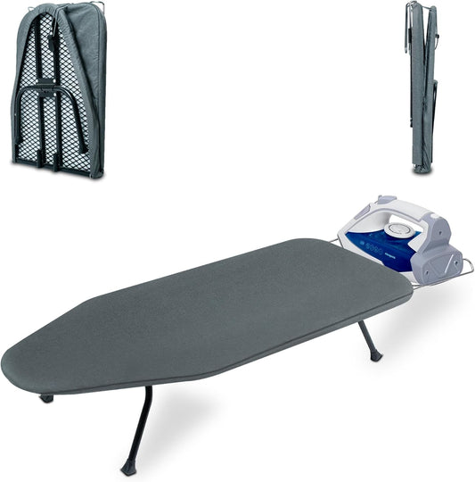 Regine Switzerland Metal Mesh Panel Ironing Board - Foldable Heavy-Duty Design with Heat-Resistant Cover & 100% Cotton Pad (Grey)
