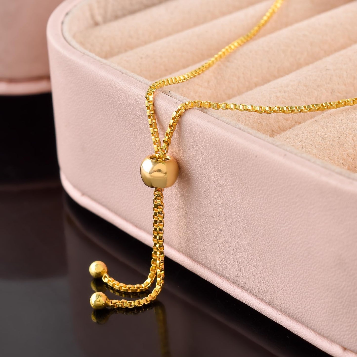 InfinityGemsArt Larimar Bracelets For Women, Natural Birthstone Jewelry Blue Beads Beaded Stone Bolo Slider Crystals Gemstones Jewelry, 14K Gold Plated Adjustable Chain, Valentines Day Gifts For Her