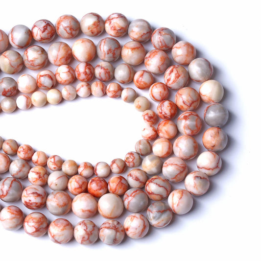 10MM 38PCS Natural Stone Red Network Jasper Loose Beads for Jewelry Making DIY Bracelet