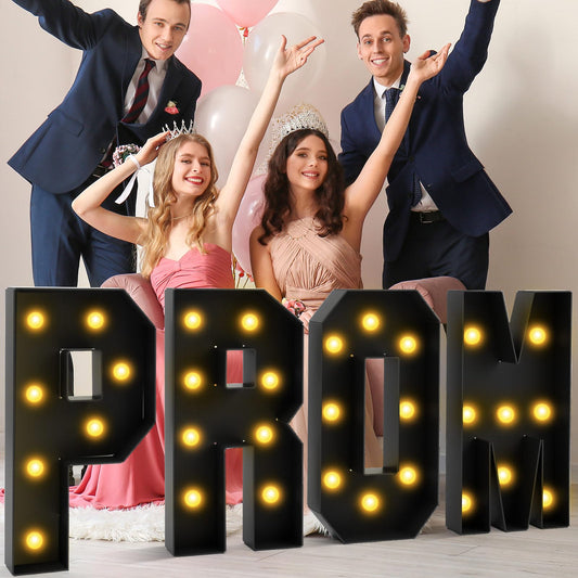 Colingmill 2.4 FT PROM Marquee Letters with 2 Lighting Modes for Class of 2026, PROM Light Up Letters Sign Graduation Decorations for High School College Grad Party Decor LED Backdrop(Black)