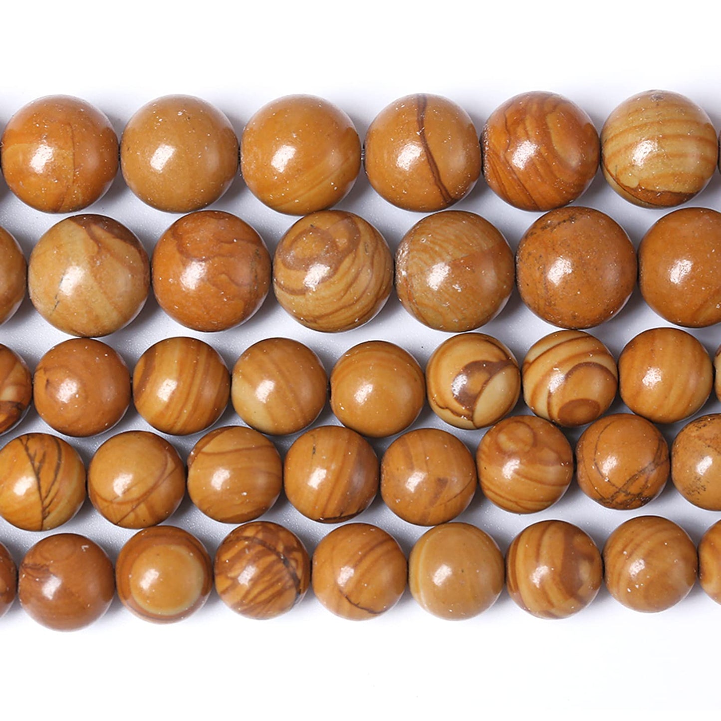 10MM 38PCS Natural Stone Yellow Woodgrain Jasper Loose Beads for Jewelry Making DIY Bracelet