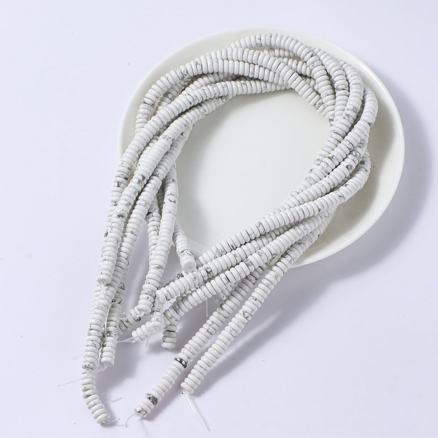 Natural White Howlite Disk Stone Spacer Beads 6x2mm 38cm/str Flat Rondelle Loose Semi Gemstone Caps for Making Bracelets Necklace