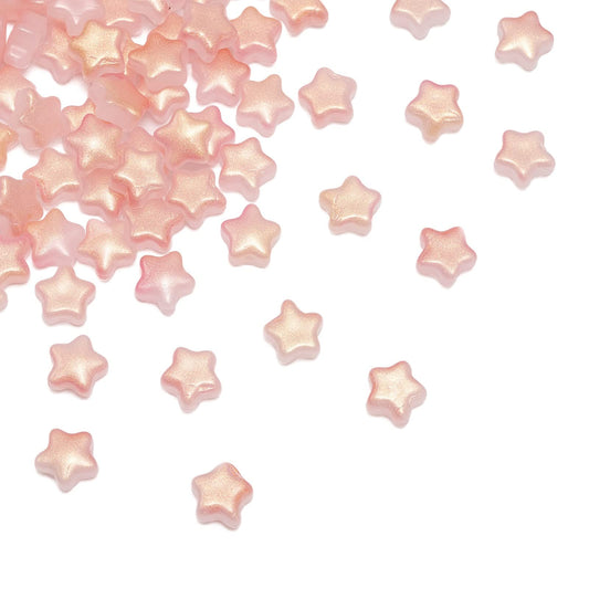 UR URLIFEHALL 100 Pcs Pink Imitation Jade Glass Star Beads with Glitter Powder Glass Beads for Earring Bracelet Necklace Jewelry DIY Making
