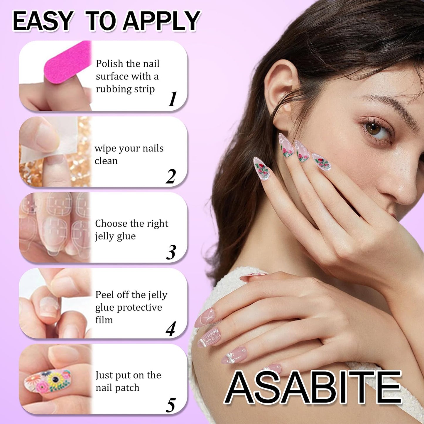 24 Pcs Almond Press on Nails Medium Fake Nails Kit Pink French Tip False Nails with 3D Design Almond Nail Tips Acrylic Nails Press ons Glossy Holiday Glue on Nails Reusable Stick on Nails for Women