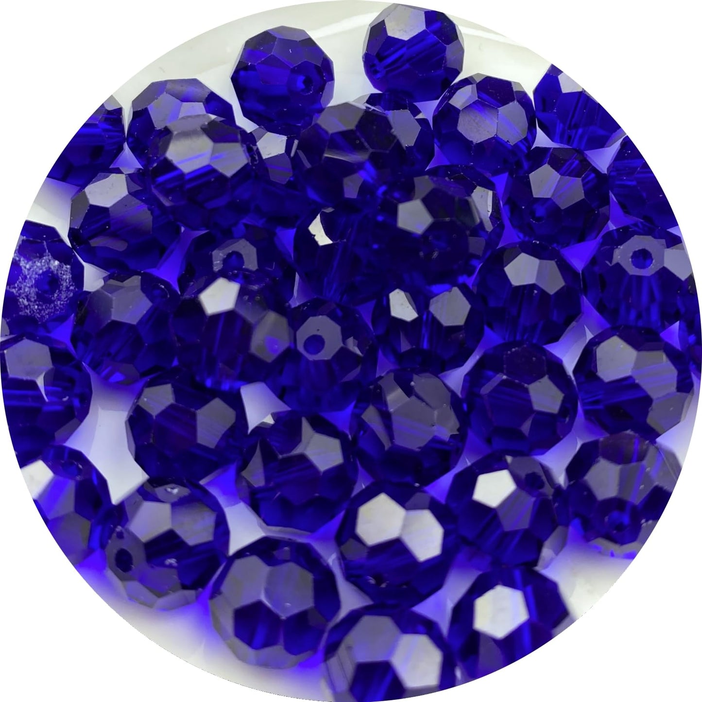 Xinhongo Crystal Glass Beads 100 Pieces 8mm Round Faceted Glass Spacer Beads for Jewelry Making Bracelet Earring Necklace DIY Craft Supplies(Deep Blue)