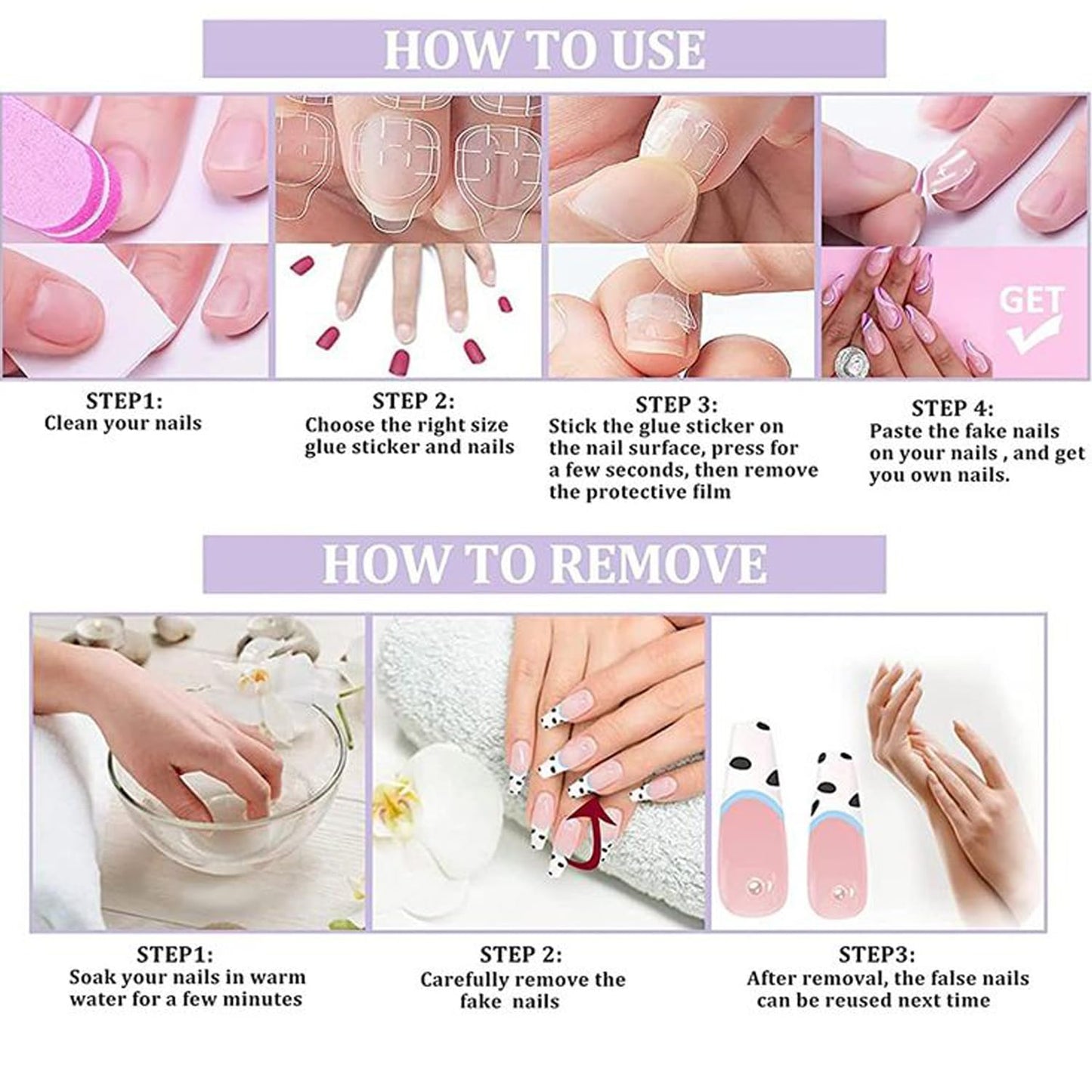 30Pcs Purple Ombre Press on Nails Medium Almond Fake Nails Press ons 3D Butterfly Rhinestone Design Shimmer Magnetic False Nails Purple Glitter Full Cover Cute Butterfly Flower Acrylic Nails for Women