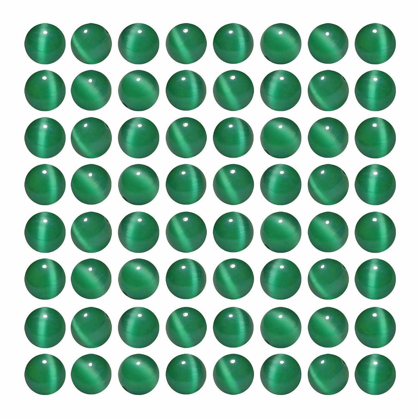 MJDCB 35pcs Peacock Green Cat Eye Stone Beads 10mm Round Crystal Loose Bead for Jewelry Making DIY Bracelets Necklace Accessories