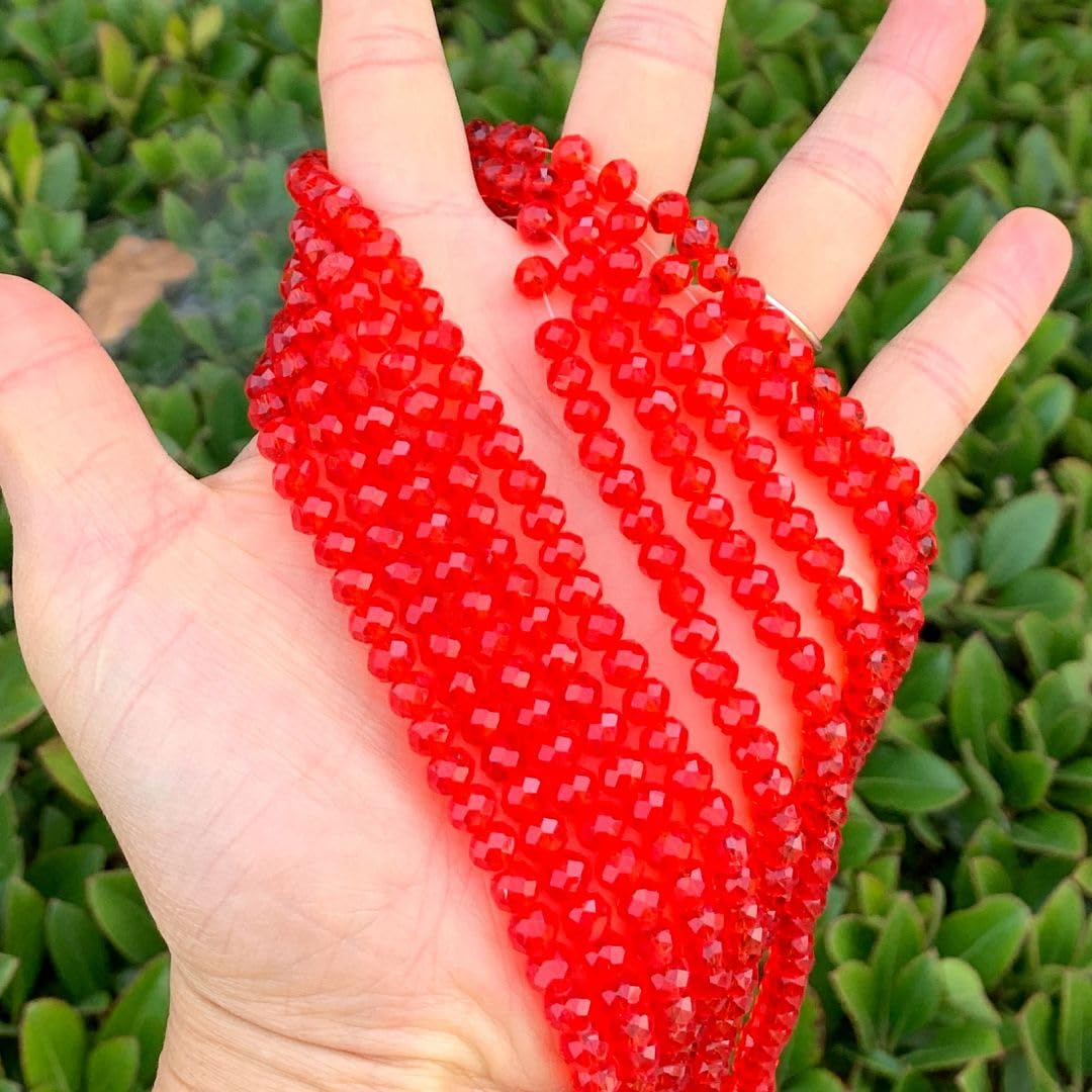 1000pcs Czech Faceted Rondelle Crystal Glass Loose Beads 6mm Spacer Bulk Light Siam Red for DIY Craft Jewelry Making CCR606