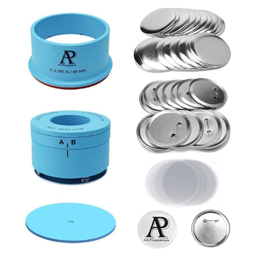 75mm 3" Button Maker Kit – Badge Making Supplies with Metal Plastic Mold Set, 86mm Circle Cutter & Pad, 20 Tin Badge Blanks for Button Press Machine | Press Not Included