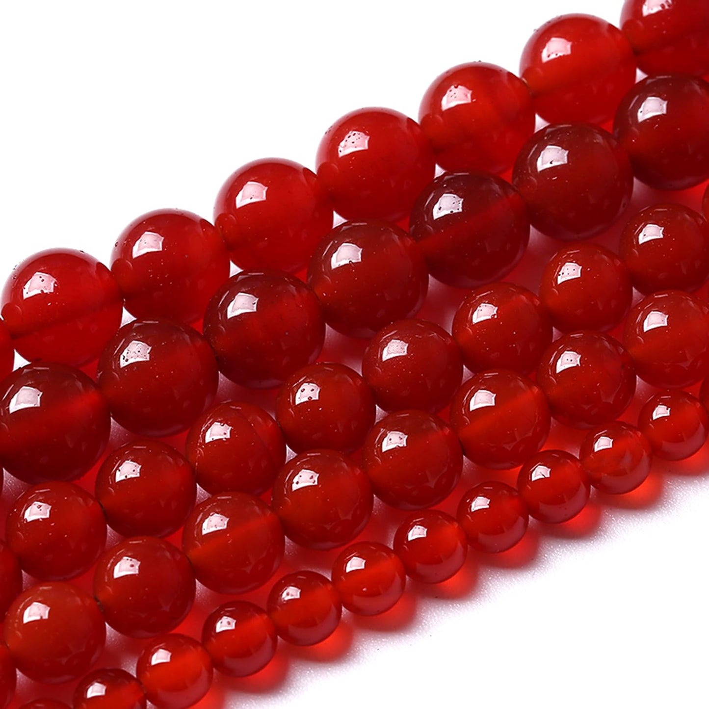 8MM 90pcs Semi-Precious Red Agate Beads Natural Stone Round Loose Beads for Jewelry Making DIY Bracelet Necklace 2 Strands 32"