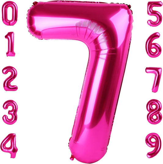 Skiennix 40-Inch Hot Pink Number 7 Balloon - Perfect for Birthdays, Engagements & Graduations