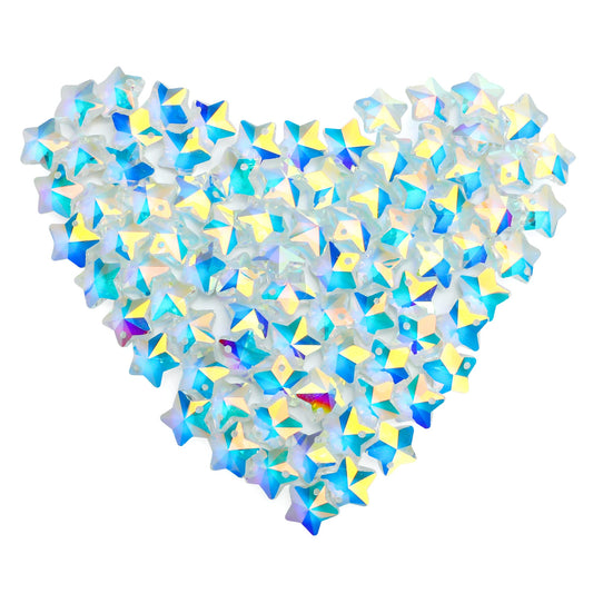 14mm 100pcs Suncatcher Crystal Star Beads, Multicolor Glass Beads Charms Pendants for DIY Bracelet Necklace Earrings Jewelry Making Home Chandelier Parts Lampwork Beads