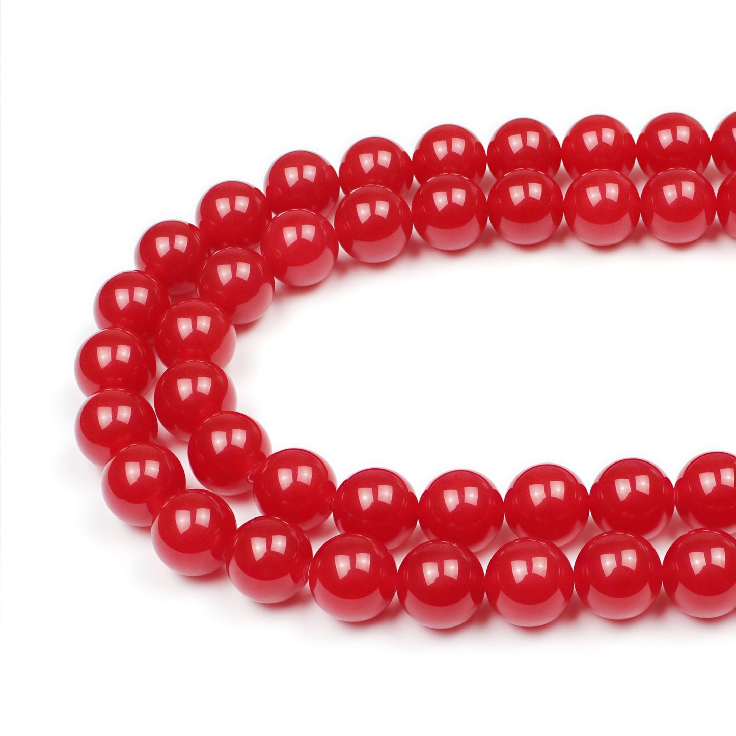 MJDCB Natural Red Jade Round Loose Beads for Jewelry Making DIY Bracelet Necklace (8mm)