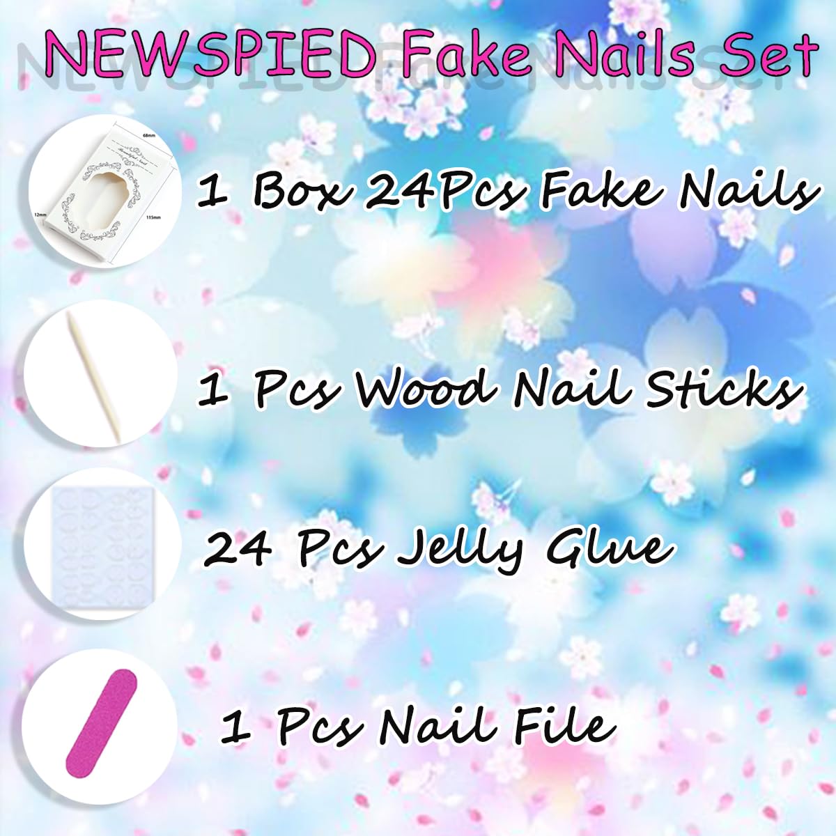 30Pcs Flower Press on Nails Medium Almond Shape Black White French Tip Fake Nails with Rhinestones Designs Glossy Reusable False Nails Acrylic Full Cover Stick on Nails for Women Manicure Tips Set