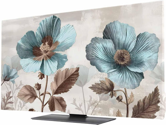 Yukro 75 Inch, 65"x37" Blue Broccoli Indoor TV Dust Cover, Farmhouse Rustic Floral Retro Victorian Style Elastic TV